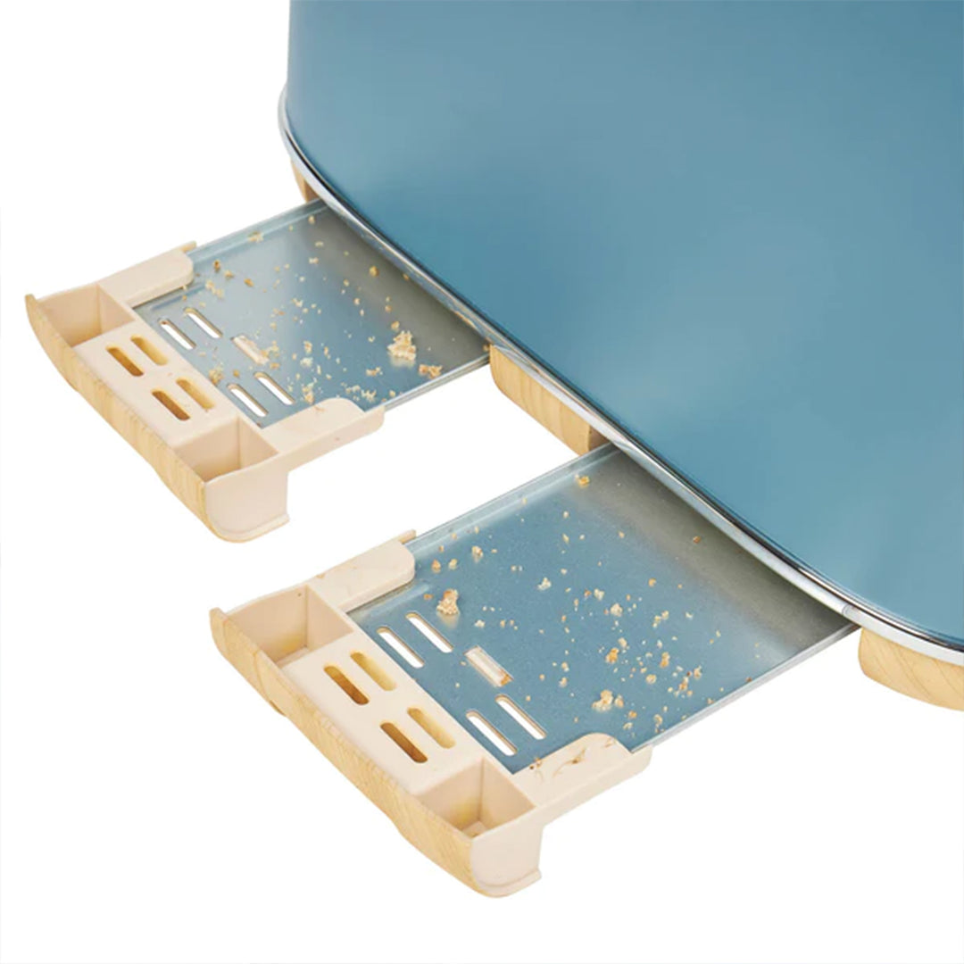 Dorchester 4 Slice Wide Slot Retro Toaster with Control Knob, Stone Blue (Used) - VMInnovations