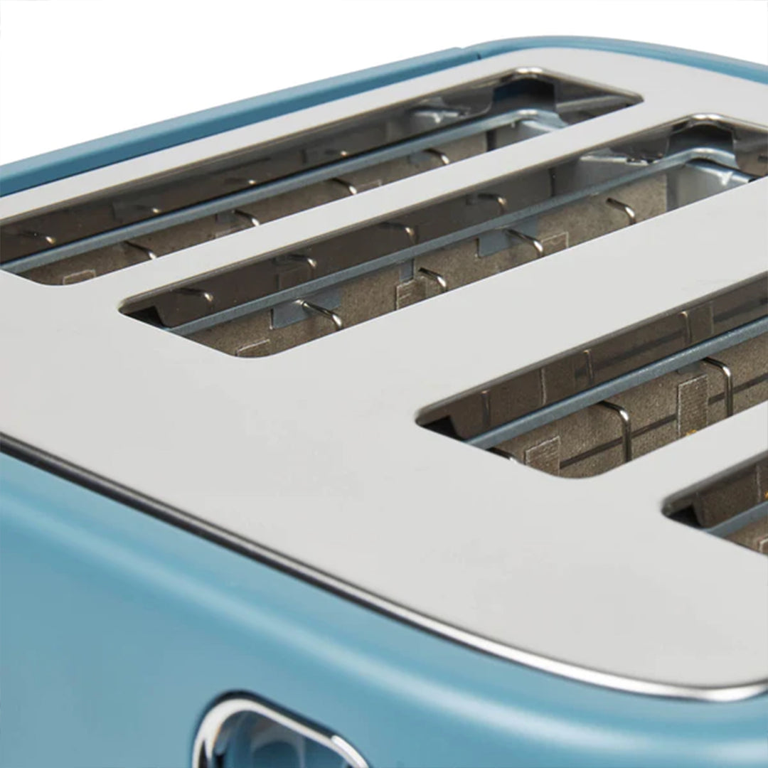 Haden Dorchester 4 Slice Wide Slot Retro Toaster with Control Knob, Stone Blue