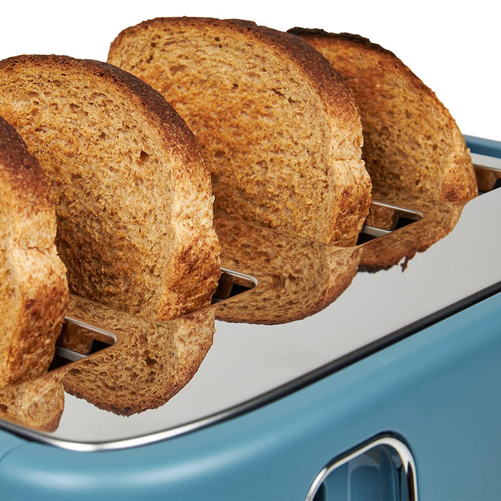 Dorchester 4 Slice Wide Slot Retro Toaster with Control Knob, Stone Blue (Used) - VMInnovations