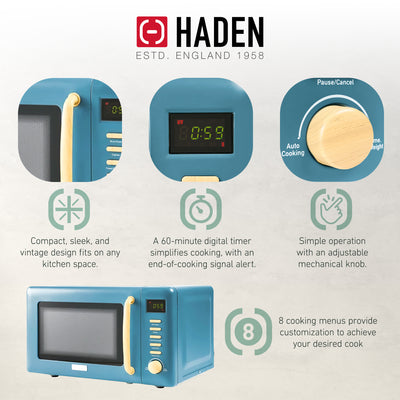 Haden Dorchester 0.7 Cu Ft Compact Countertop Microwave, Stone Blue - VMInnovations