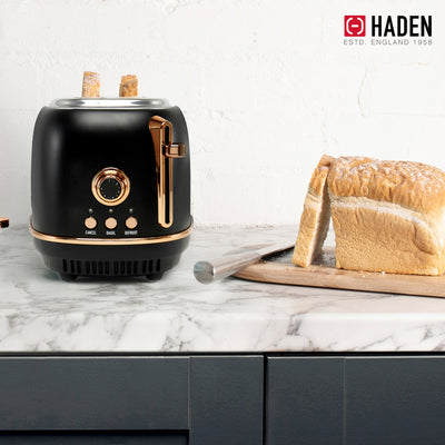 Haden Heritage 2 Slice Wide Slot Toaster w/Crumb Tray, Black/Copper (Used) - VMInnovations