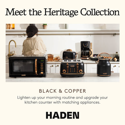 Haden Heritage 2 Slice Wide Slot Stainless Steel Toaster, Black/Copper(Open Box)