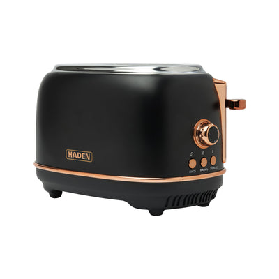 Haden Heritage 2 Slice Wide Slot Stainless Steel Toaster, Black/Copper(Open Box) - VMInnovations