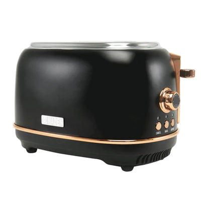 Haden Heritage 2 Slice Wide Slot Toaster with Removable Crumb Tray, Black/Copper