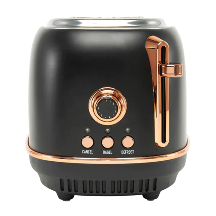 Haden Heritage 2 Slice Wide Slot Stainless Steel Toaster, Black & Copper