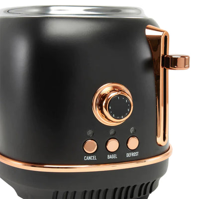 Haden Heritage 2 Slice Wide Slot Toaster w/Crumb Tray, Black/Copper (Used) - VMInnovations