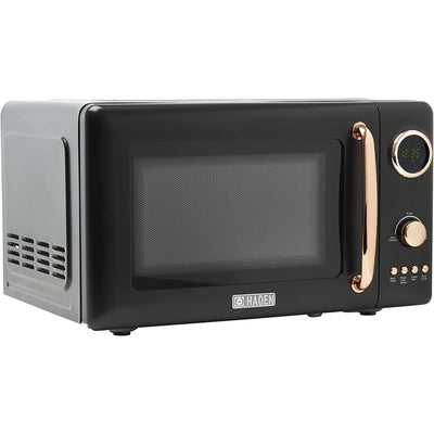 Haden 0.7 Cu Ft Compact Countertop Microwave, 700 Watts, Black & Copper