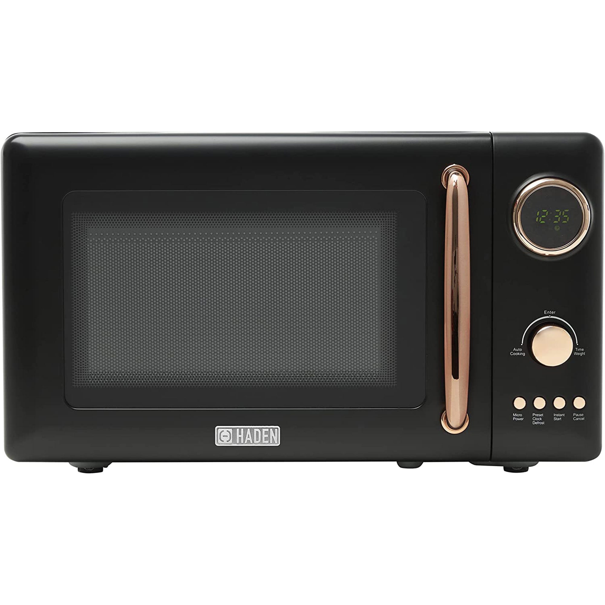Haden 0.7 Cu Ft Compact Countertop Microwave, 700 Watts, Black & Copper - VMInnovations