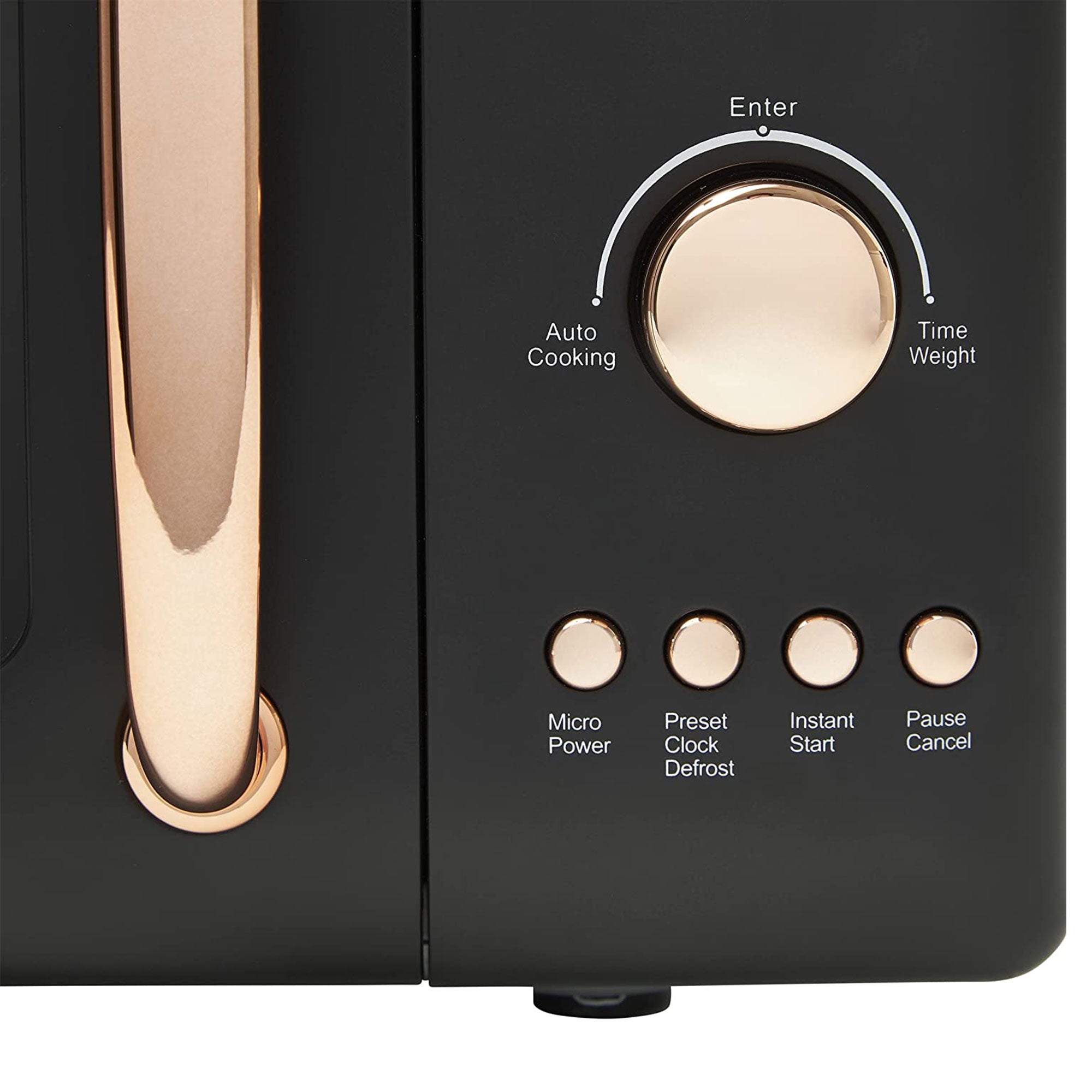 Haden 0.7 Cu Ft Compact Countertop Microwave, 700 Watts, Black & Copper - VMInnovations