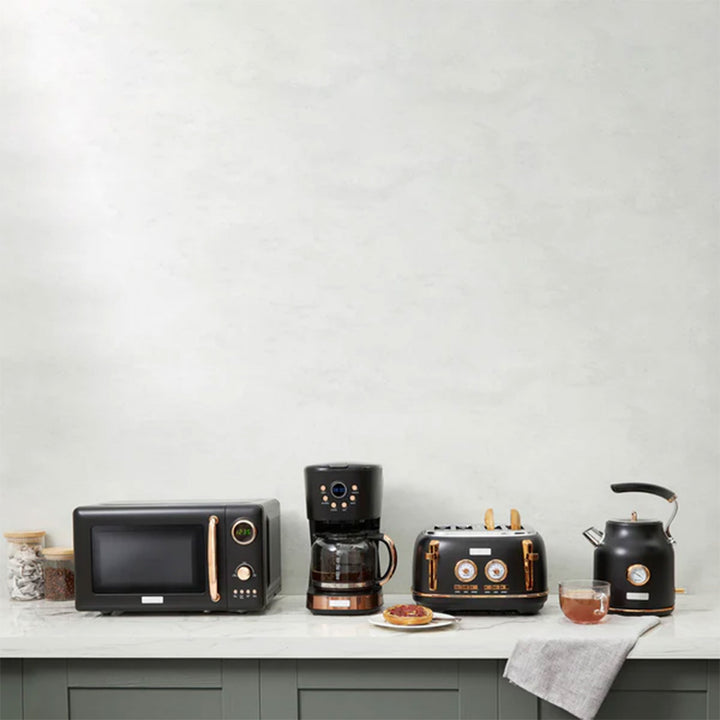 Heritage Vintage 700W Countertop Home Microwave Oven, Black/Copper (Open Box) - VMInnovations