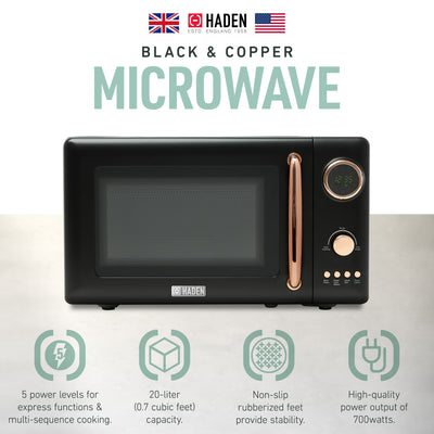 Heritage Vintage 700W Countertop Home Microwave Oven, Black/Copper (Used) - VMInnovations