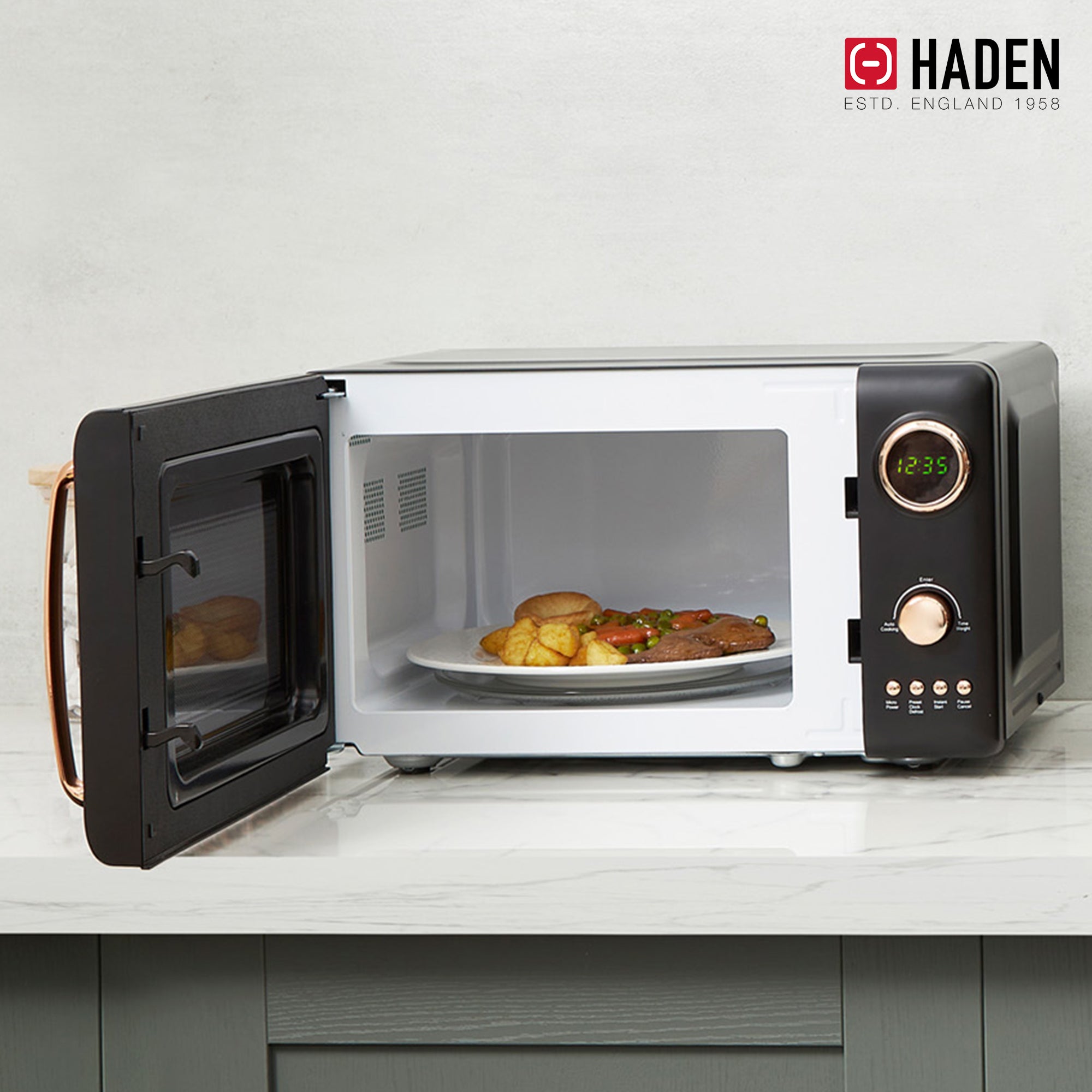 Heritage Vintage 700W Countertop Home Microwave Oven, Black/Copper (Used) - VMInnovations