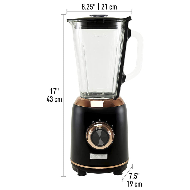 Haden Heritage Retro 56 Oz 5 Speed Blender w/ Glass Jar, Black/Copper (Open Box)