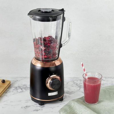 Haden Heritage Retro 56 Oz 5 Speed Blender w/ Glass Jar, Black/Copper (Open Box) - VMInnovations