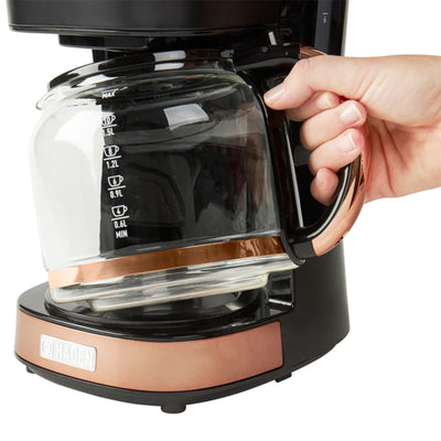 Haden 12 Cup Programmable Retro Coffee Maker Machine, Black/Copper (Open Box)