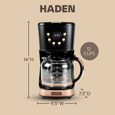 Haden Heritage Toaster & Dorset Electric Kettle & Coffee Machine, Black/Copper