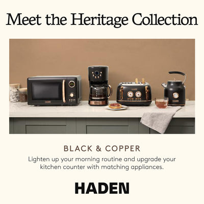 Haden Coffee Machine, 12 Cup Programmable Drip Coffee Maker, Black & Copper - VMInnovations