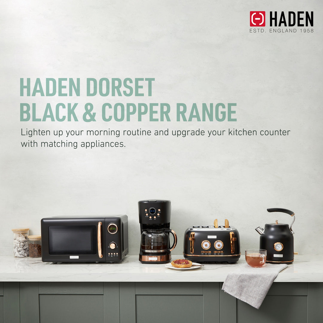 Haden 1.7 Liter Electric Water Kettle w/ 360-Degree Base, Black/Copper(Open Box)