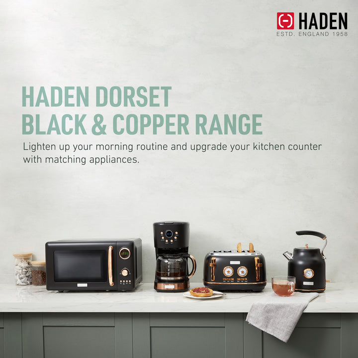 Haden 1.7 Liter Electric Water Kettle w/ 360-Degree Base, Black/Copper(Open Box)