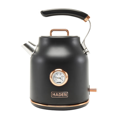 Haden Heritage 4 Slice Toaster & Dorset 1.7L Electric Water Kettle, Black/Copper - VMInnovations
