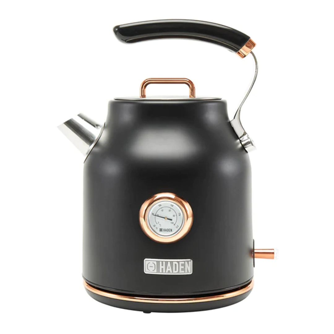 Haden 1.7 Liter Electric Water Kettle w/ 360-Degree Base, Black/Copper(Open Box)
