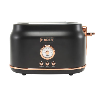 Haden Dorset 2 Slice Wide Slot Stainless Steel Toaster, Black & Copper - VMInnovations