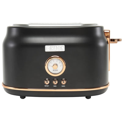 Haden Dorset 2 Slice Wide Slot Stainless Steel Toaster, Black/Copper (Open Box)