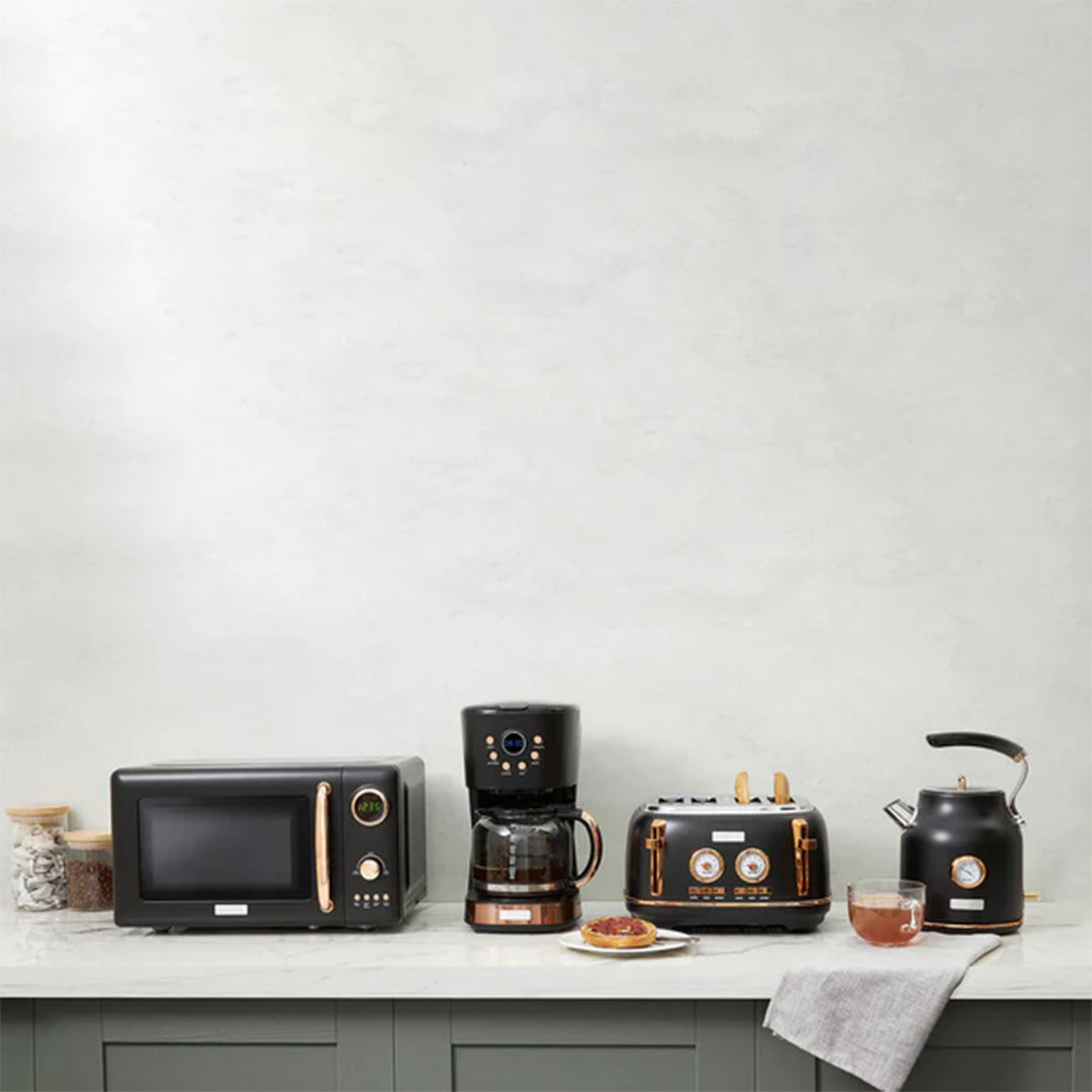 Haden Dorset 4 Slice Wide Slot Stainless Steel Toaster, Black & Copper (Used) - VMInnovations