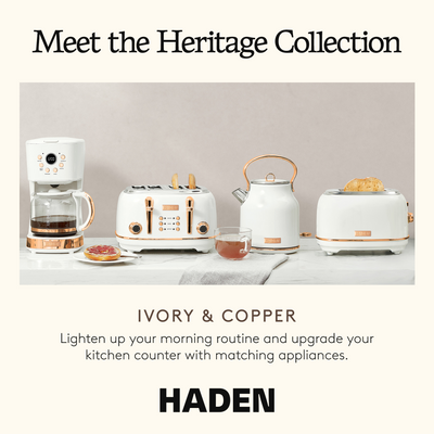 Haden 1.7 Liter Stainless Steel Electric Water Kettle, Ivory & Copper(Open Box)