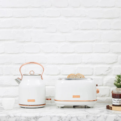 Haden Heritage 1.7L Stainless Steel Retro Electric Kettle, Ivory/Copper (Used) - VMInnovations