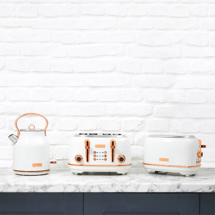 Haden 1.7 Liter Stainless Steel Electric Water Kettle, Ivory & Copper(Open Box)