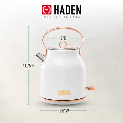 Haden Heritage 1.7L Stainless Steel Retro Electric Kettle, Ivory/Copper (Used) - VMInnovations