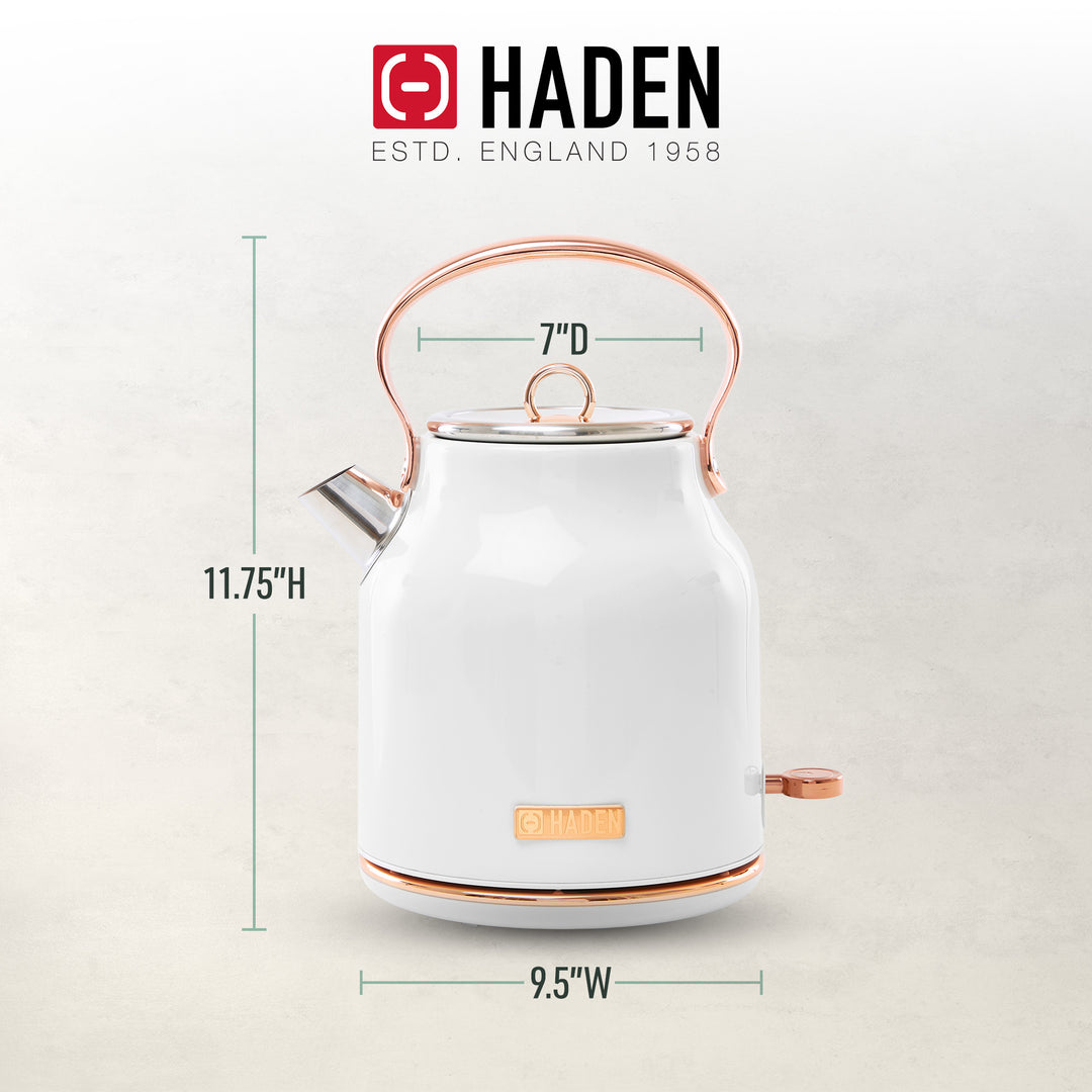 Haden 1.7 Liter Stainless Steel Electric Water Kettle, Ivory & Copper(Open Box)