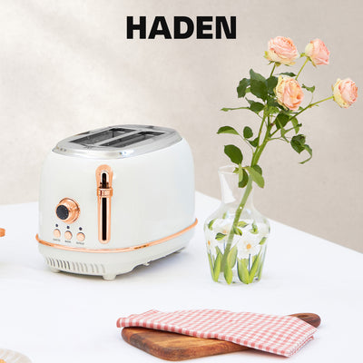 Haden Heritage 2 Slice Toaster with Removable Crumb Tray, Ivory/Copper(Open Box)