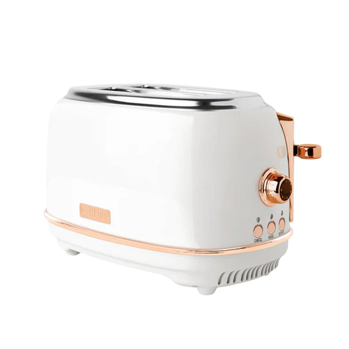Haden 2 Slice Wide Slot Toaster w/Removable Crumb Tray, Ivory/Copper (Used)