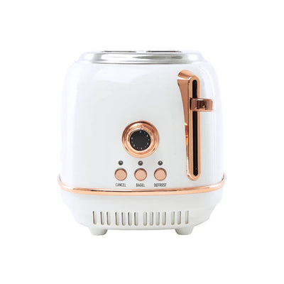 Haden 2 Slice Wide Slot Toaster w/Removable Crumb Tray, Ivory/Copper (Used) - VMInnovations