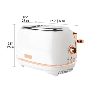 Haden Heritage 2 Slice Toaster with Removable Crumb Tray, Ivory/Copper(Open Box)
