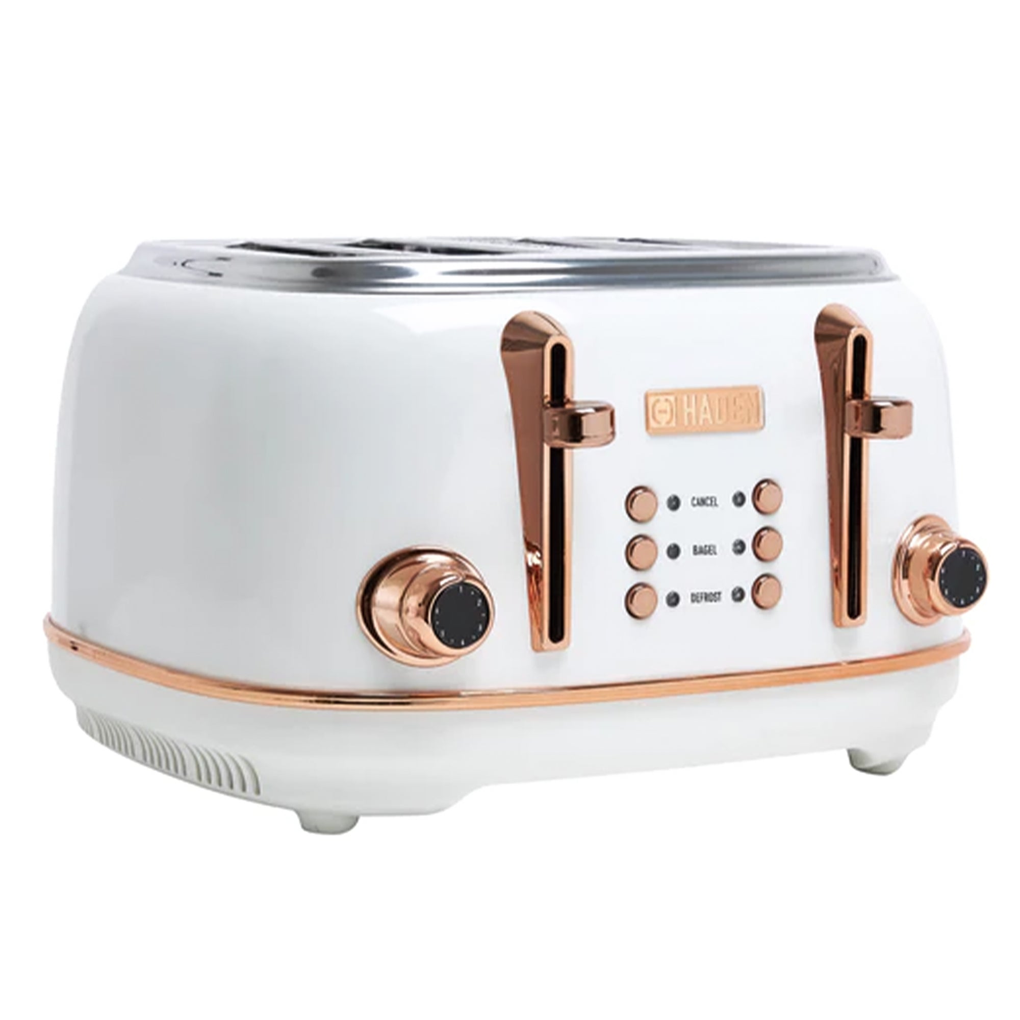 Haden 4 Slice Wide Slot Toaster w/Removable Crumb Tray, Ivory/Copper (Used) - VMInnovations