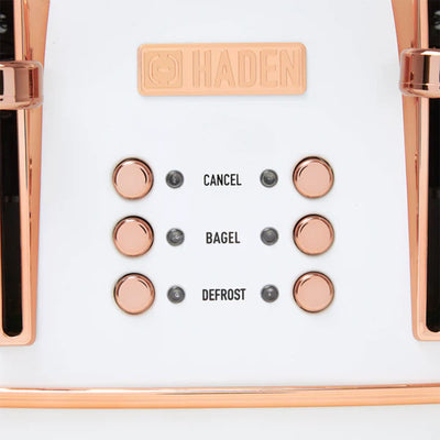 Haden 4 Slice Wide Slot Toaster w/Removable Crumb Tray, Ivory/Copper (Used) - VMInnovations