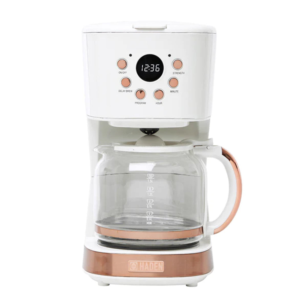 Haden Coffee Machine, 12 Cup Drip Coffee Maker, Ivory & Copper (Used) - VMInnovations