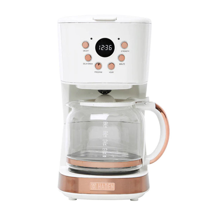 Haden Coffee Machine, 12 Cup Drip Coffee Maker, Ivory & Copper (Used) - VMInnovations