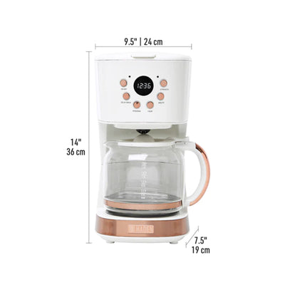 Haden Heritage 12 Cup Retro Coffee Maker Machine, Ivory/Copper (Open Box)