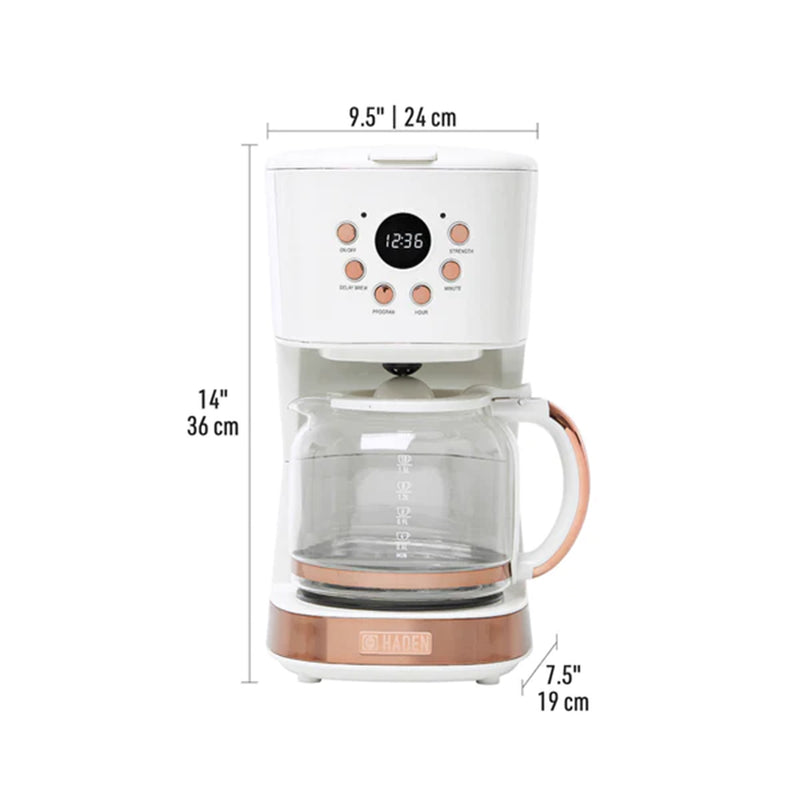 Haden Heritage 12 Cup Retro Coffee Maker Machine, Ivory/Copper (Open Box)