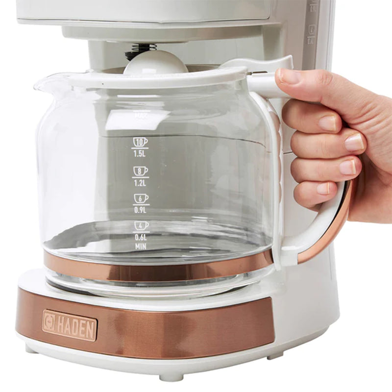 Haden Heritage 12 Cup Retro Coffee Maker Machine, Ivory/Copper (Open Box)