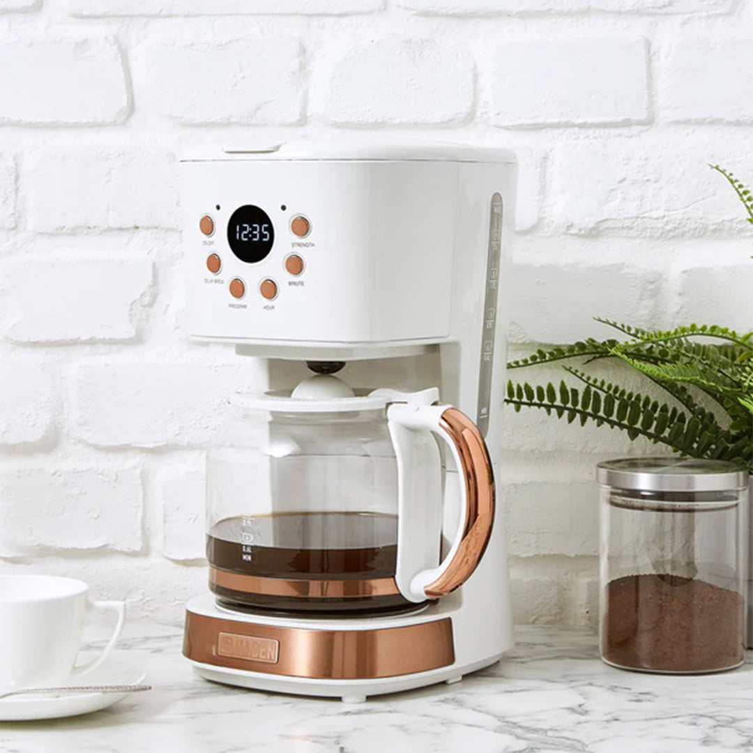 Haden Coffee Machine, 12 Cup Drip Coffee Maker, Ivory & Copper (Used) - VMInnovations