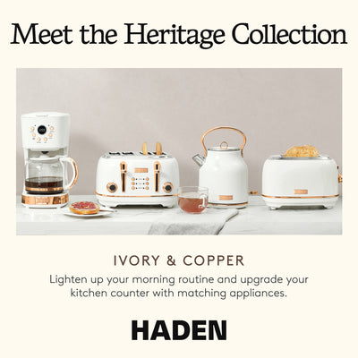 Haden Coffee Machine 12Cup Programmable Drip Coffee Maker Ivory/Copper(Open Box)