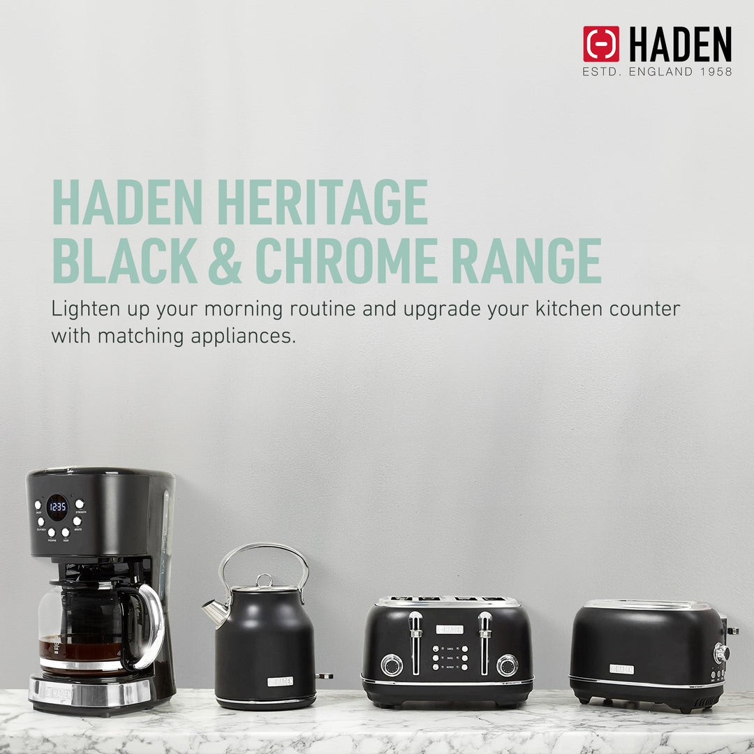 Haden Heritage 1.7L Stainless Steel Body Electric Kettle, Black/Chrome (Used)
