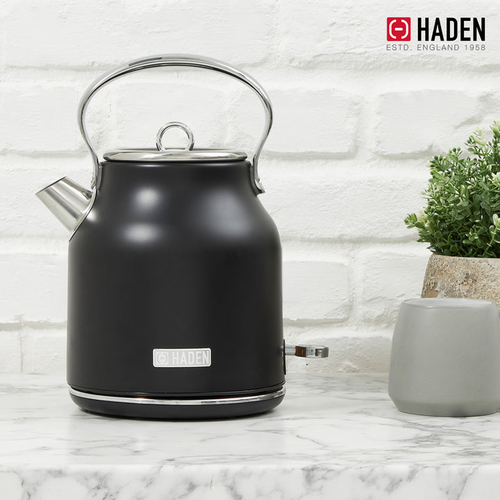 Haden Heritage 1.7L Stainless Steel Body Electric Kettle, Black/Chrome (Used)