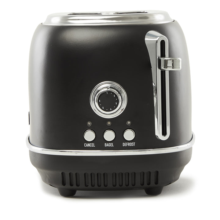 Haden Heritage 2 Slice Wide Slot Stainless Steel Toaster, Black & Chrome