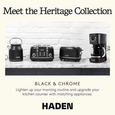 Haden Heritage 2 Slice Wide Slot Toaster w/Crumb Tray, Black/Chrome (Used) - VMInnovations